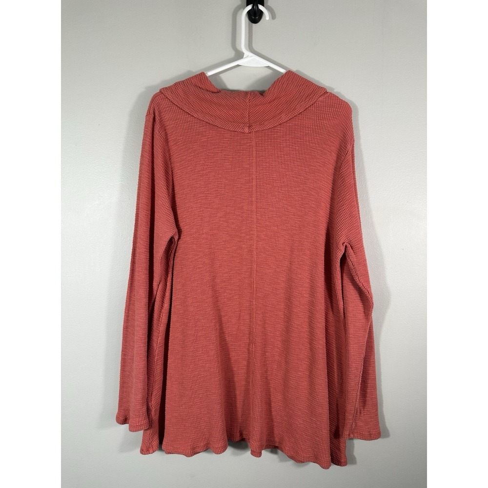 Soft Surroundings Top Womens Large Coral Waffle Knit Thermal Cowl Neck - Picture 2 of 9